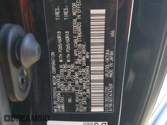 ✅ 2019 Lexus GX 460 Premium • VIN: JTJBM7FX3K5239894 • Lot: 86706325. Wystawiony na Copart z przebiegiem 132 396 mil. Bezpłatny archiwum sprzedaży aukcyjnych z USA i szczegółowy raport historii pojazdu na DreamBid. Zdjęcie 13.