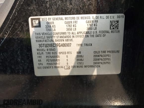 ✅ 2015 GMC Sierra 1500 SLT • VIN: 3GTU2VEC7FG406907 • Lot: 42921399. Listed on IAAI with 96,075 mi. Free auction sales archive from the USA and detailed vehicle history report at DreamBid. Image 9.