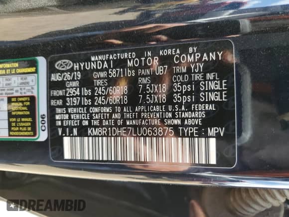 ✅ 2020 Hyundai Palisade SE • VIN: KM8R1DHE7LU063875 • Лот: 53461724. Размещён на Copart с пробегом 46 993 миль миль. Получите бесплатный доступ к архиву аукционных продаж из США и посмотрите подробный отчёт об истории автомобиля на DreamBid. Изображение 13.