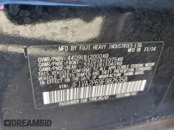 ✅ 2015 Subaru WRX STI • VIN: JF1VA2P69F9825358 • Лот: 46323585. Опубликован ранее на Copart с пробегом 86 250 миль. Бесплатный доступ к архиву аукционных продаж из США и подробный отчёт об истории автомобиля на DreamBid. Изображение 13.