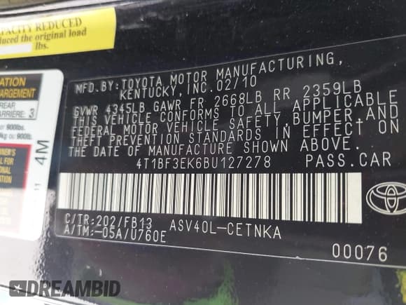 ✅ 2011 Toyota Camry LE • VIN: 4T1BF3EK6BU127278 • Lot: 43419313. Wystawiony na IAAI z przebiegiem 279 630 mil. Bezpłatny archiwum sprzedaży aukcyjnych z USA i szczegółowy raport historii pojazdu na DreamBid. Zdjęcie 9.