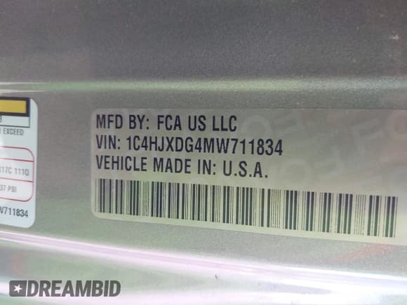 ✅ 2021 Jeep Wrangler Unlimited Sport S • VIN: 1C4HJXDG4MW711834 • Lot: 43638306. Wystawiony na IAAI z przebiegiem 51 789 mil. Bezpłatny archiwum sprzedaży aukcyjnych z USA i szczegółowy raport historii pojazdu na DreamBid. Zdjęcie 9.