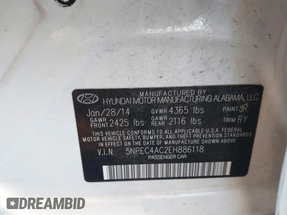 ✅ 2014 Hyundai Sonata SE • VIN: 5NPEC4AC2EH886118 • Lot: 43704364. Wystawiony na IAAI z przebiegiem 122 595 mil. Bezpłatny archiwum sprzedaży aukcyjnych z USA i szczegółowy raport historii pojazdu na DreamBid. Zdjęcie 9.