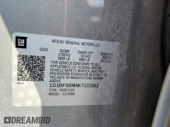 ✅ 2019 Chevrolet Cruze Premier • VIN: 1G1BF5SM5K7122263 • Lot: 68767175. Wystawiony na Copart z przebiegiem 31 342 mil mil. Skorzystaj z bezpłatnego archiwum sprzedaży aukcyjnych z USA i zobacz szczegółowy raport historii pojazdu na DreamBid. Zdjęcie 12.