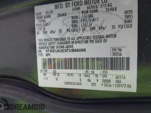 ✅ 2007 Ford Explorer XLT • VIN: 1FMEU63E97UB66066 • Lot: 41920036. Wystawiony na IAAI z przebiegiem 165 482 mil. Bezpłatny archiwum sprzedaży aukcyjnych z USA i szczegółowy raport historii pojazdu na DreamBid. Zdjęcie 9.