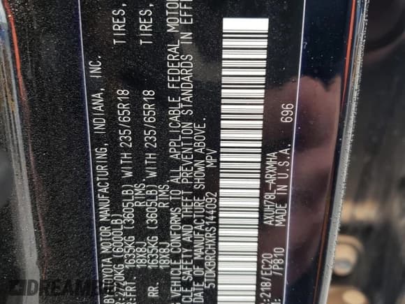 ✅ 2024 Toyota Highlander Hybrid XLE • VIN: 5TDKBRCHXRS144092 • Lot: 86580144. Listed on Copart with 23,798 mi. Free auction sales archive from the USA and detailed vehicle history report at DreamBid. Image 16.