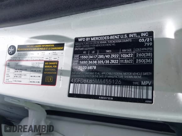 ✅ 2021 Mercedes-Benz GLE 63 S AMG • VIN: 4JGFD8KB5MA455126 • Лот: 42488051. Опубликован ранее на IAAI с пробегом 42 047 миль. Бесплатный доступ к архиву аукционных продаж из США и подробный отчёт об истории автомобиля на DreamBid. Изображение 9.