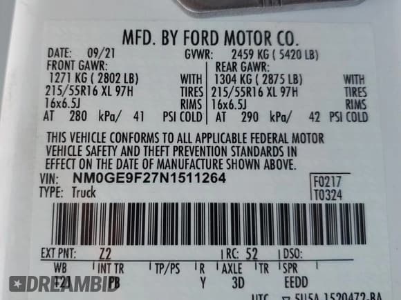 ✅ 2022 Ford Transit Connect XLT • VIN: NM0GE9F27N1511264 • Lot: 66682384. Listed on Copart with 34,754 mi. Free auction sales archive from the USA and detailed vehicle history report at DreamBid. Image 16.