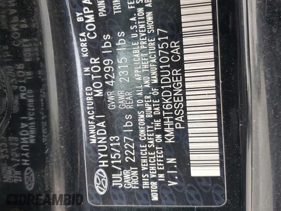 ✅ 2013 Hyundai Genesis Coupe 2.0T • VIN: KMHHT6KD1DU107517 • Lot: 85860775. Wystawiony na Copart z przebiegiem Nie podano. Bezpłatny archiwum sprzedaży aukcyjnych z USA i szczegółowy raport historii pojazdu na DreamBid. Zdjęcie 13.