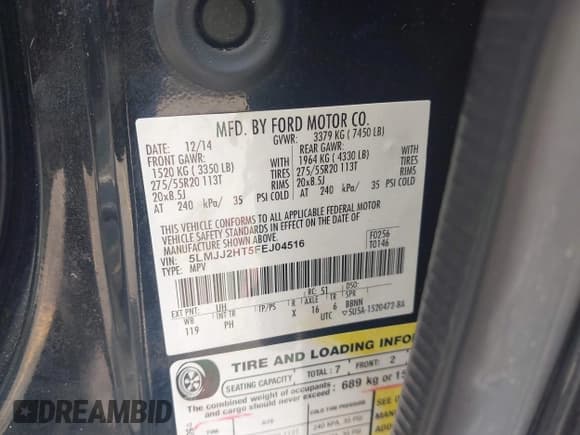 ✅ 2015 Lincoln Navigator • VIN: 5LMJJ2HT5FEJ04516 • Лот: 42625303. Опубликован ранее на IAAI с пробегом 136 765 миль. Бесплатный доступ к архиву аукционных продаж из США и подробный отчёт об истории автомобиля на DreamBid. Изображение 9.