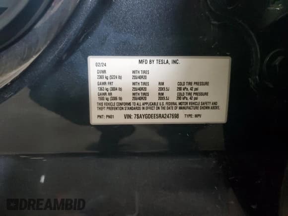 ✅ 2024 Tesla Model Y Long Range • VIN: 7SAYGDEE5RA247698 • Лот: 90239535. Опубликован ранее на Copart с пробегом 38 360 миль. Бесплатный доступ к архиву аукционных продаж из США и подробный отчёт об истории автомобиля на DreamBid. Изображение 13.