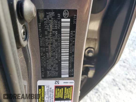 2020 Toyota Camry Hybrid SE с VIN 4T1G31AK0LU012573, выставлен на аукционе Copart как лот 85478245 с пробегом 68 865 миль миль и Списание • Salvage title. История ставок и продаж доступна на DreamBid. Изображение 12.