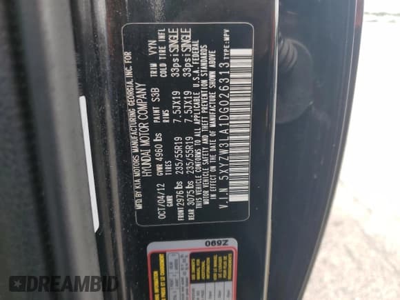 ✅ 2013 Hyundai Santa Fe Sport • VIN: 5XYZW3LA1DG026313 • Лот: 90320315. Опубликован ранее на Copart с пробегом 132 227 миль. Бесплатный доступ к архиву аукционных продаж из США и подробный отчёт об истории автомобиля на DreamBid. Изображение 14.