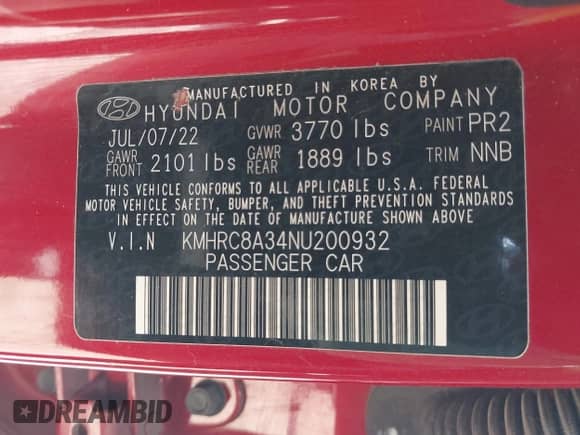 2022 Hyundai Venue Limited с VIN KMHRC8A34NU200932, выставлен на аукционе IAAI как лот 43033806 с пробегом 29 961 миль миль и . История ставок и продаж доступна на DreamBid. Изображение 9.