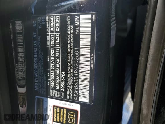 ✅ 2023 Mercedes-Benz GLE 53 AMG • VIN: 4JGFB6BB1PA902601 • Lot: 78599404. Listed on Copart with 44,989 mi. Free auction sales archive from the USA and detailed vehicle history report at DreamBid. Image 14.