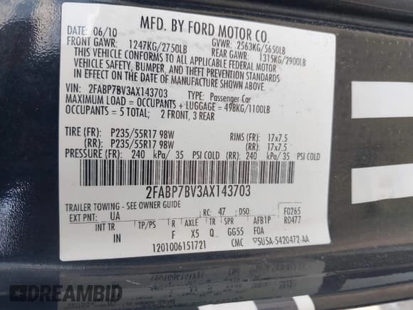 ✅ 2010 Ford Police Interceptor • VIN: 2FABP7BV3AX143703 • Лот: 42005604. Опубликован ранее на IAAI с пробегом 93 009 миль. Бесплатный доступ к архиву аукционных продаж из США и подробный отчёт об истории автомобиля на DreamBid. Изображение 9.