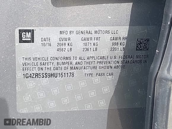 ✅ 2017 Buick LaCrosse Premium • VIN: 1G4ZR5SS9HU161178 • Lot: 43798441. Wystawiony na IAAI z przebiegiem Nie podano. Bezpłatny archiwum sprzedaży aukcyjnych z USA i szczegółowy raport historii pojazdu na DreamBid. Zdjęcie 9.