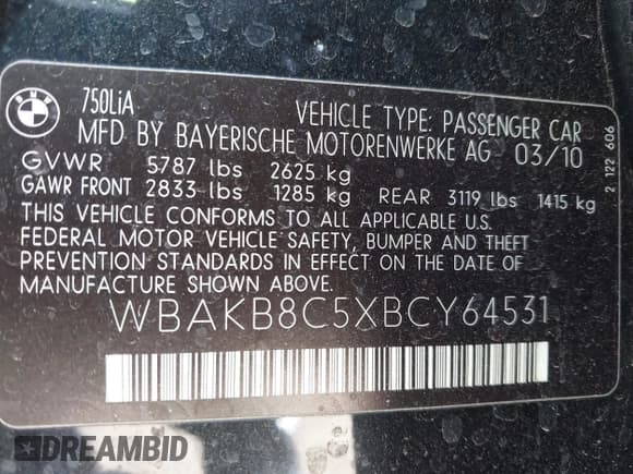 ✅ 2011 BMW 7 Series 750Li • VIN: WBAKB8C5XBCY64531 • Лот: 42350009. Опубликован ранее на IAAI с пробегом 113 893 миль. Бесплатный доступ к архиву аукционных продаж из США и подробный отчёт об истории автомобиля на DreamBid. Изображение 9.