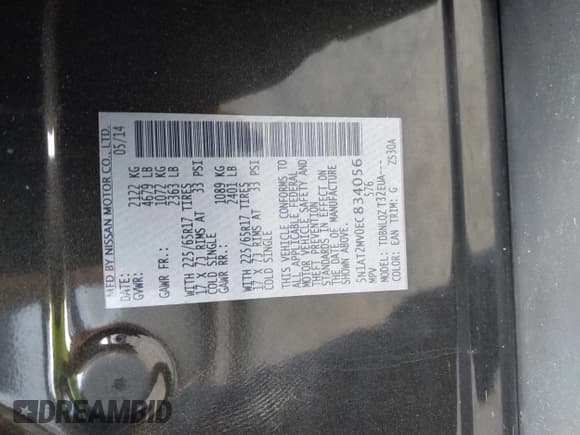 ✅ 2014 Nissan Rogue SV • VIN: 5N1AT2MV0EC834056 • Лот: 43259278. Опубликован ранее на IAAI с пробегом 176 769 миль. Бесплатный доступ к архиву аукционных продаж из США и подробный отчёт об истории автомобиля на DreamBid. Изображение 9.