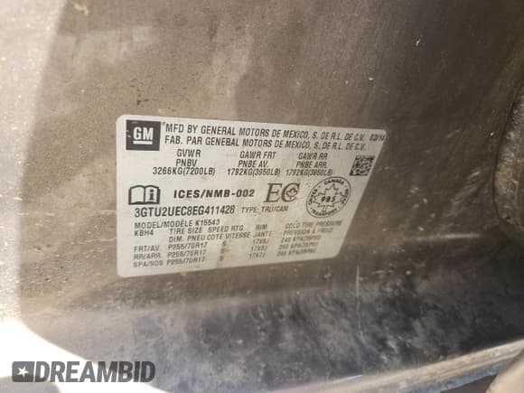 ✅ 2014 GMC Sierra 1500 SLE • VIN: 3GTU2UEC8EG411428 • Лот: 72023875. Опубликован ранее на Copart с пробегом 209 907 миль. Бесплатный доступ к архиву аукционных продаж из США и подробный отчёт об истории автомобиля на DreamBid. Изображение 12.