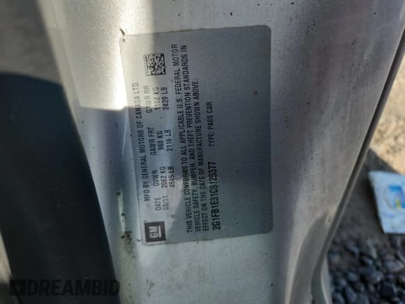 ✅ 2012 Chevrolet Camaro 1LT • VIN: 2G1FB1E31C9125377 • Lot: 84800535. Listed on Copart with 54,345 mi. Free auction sales archive from the USA and detailed vehicle history report at DreamBid. Image 12.