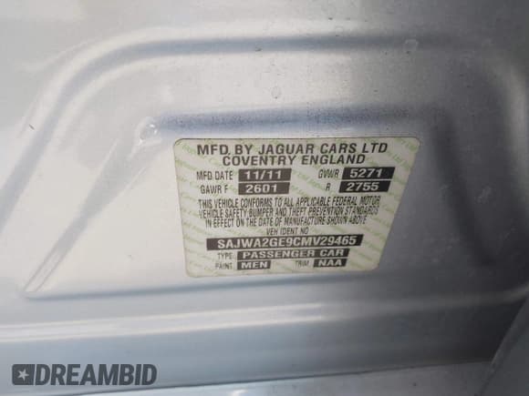 ✅ 2012 Jaguar XJ Supercharged • VIN: SAJWA2GE9CMV29465 • Лот: 42896712. Опубликован ранее на IAAI с пробегом Не указан. Бесплатный доступ к архиву аукционных продаж из США и подробный отчёт об истории автомобиля на DreamBid. Изображение 9.