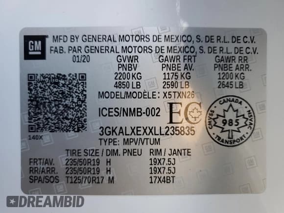 ✅ 2020 GMC Terrain Denali • VIN: 3GKALXEXXLL235835 • Lot: 69613625. Listed on Copart with 41,820 mi. Free auction sales archive from the USA and detailed vehicle history report at DreamBid. Image 13.