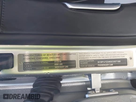 ✅ 2016 Bentley Continental GT • VIN: SCBFU7ZA8GC057190 • Lot: 42757257. Listed on IAAI with 60,413 mi. Free auction sales archive from the USA and detailed vehicle history report at DreamBid. Image 9.