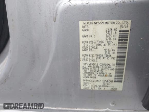 ✅ 2018 Nissan Frontier Pro-4X • VIN: 1N6AD0EV4JN737409 • Лот: 41903169. Опубликован ранее на IAAI с пробегом 145 479 миль. Бесплатный доступ к архиву аукционных продаж из США и подробный отчёт об истории автомобиля на DreamBid. Изображение 9.