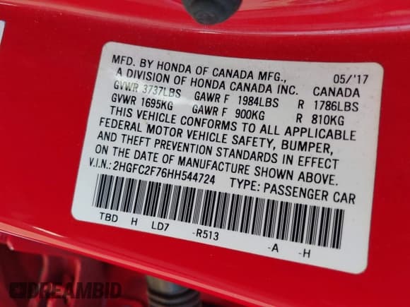 ✅ 2017 Honda Civic EX • VIN: 2HGFC2F76HH544724 • Lot: 42977918. Listed on IAAI with 99,097 mi. Free auction sales archive from the USA and detailed vehicle history report at DreamBid. Image 9.