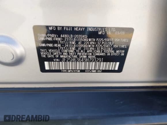 ✅ 2009 Subaru Forester X • VIN: JF2SH63649H793291 • Lot: 43007419. Listed on IAAI with 173,362 mi. Free auction sales archive from the USA and detailed vehicle history report at DreamBid. Image 9.