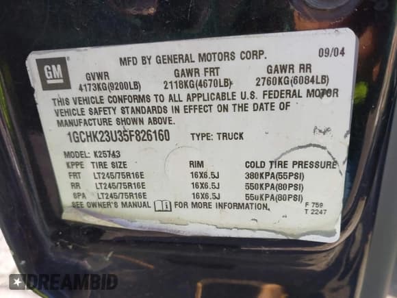 ✅ 2005 Chevrolet Silverado 2500HD LS • VIN: 1GCHK23U35F826160 • Lot: 41564415. Wystawiony na IAAI z przebiegiem 204 623 mil. Bezpłatny archiwum sprzedaży aukcyjnych z USA i szczegółowy raport historii pojazdu na DreamBid. Zdjęcie 9.