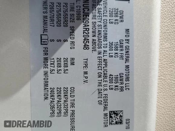 ✅ 2010 Chevrolet Suburban LT • VIN: 1GNUCJE09AR204548 • Lot: 52186805. Listed on Copart with 168,015 mi. Free auction sales archive from the USA and detailed vehicle history report at DreamBid. Image 15.