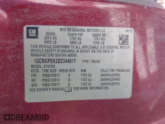 ✅ 2013 Chevrolet Silverado 1500 Work Truck • VIN: 1GCNKPEX2DZ344817 • Lot: 41581439. Wystawiony na IAAI z przebiegiem 45 848 mil. Bezpłatny archiwum sprzedaży aukcyjnych z USA i szczegółowy raport historii pojazdu na DreamBid. Zdjęcie 9.