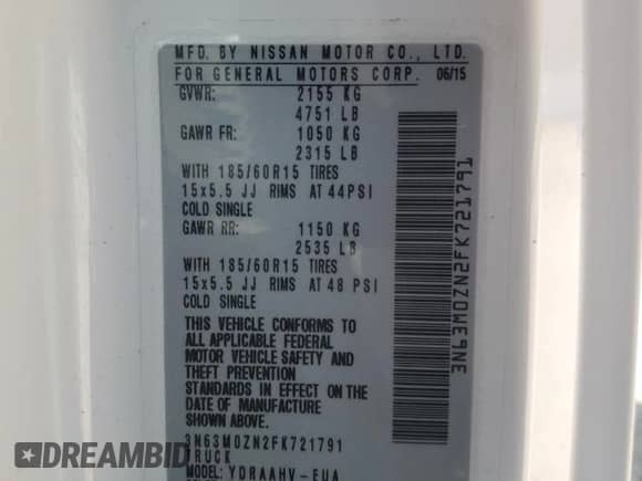 2015 Chevrolet City Express Cargo LT с VIN 3N63M0ZN2FK721791, выставлен на аукционе Copart как лот 52941295 с пробегом 185 032 миль миль и Списание • Salvage title. История ставок и продаж доступна на DreamBid. Изображение 16.