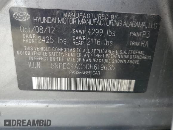 ✅ 2013 Hyundai Sonata SE • VIN: 5NPEC4AC5DH619635 • Lot: 68629504. Wystawiony na Copart z przebiegiem Nie podano. Bezpłatny archiwum sprzedaży aukcyjnych z USA i szczegółowy raport historii pojazdu na DreamBid. Zdjęcie 13.