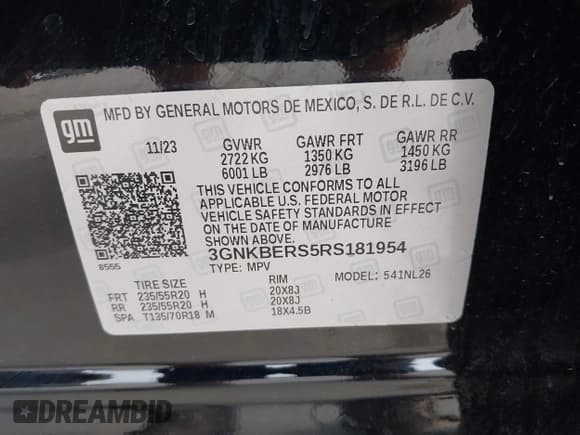 ✅ 2024 Chevrolet Blazer RS • VIN: 3GNKBERS5RS181954 • Lot: 42057083. Listed on IAAI with 10,701 mi. Free auction sales archive from the USA and detailed vehicle history report at DreamBid. Image 9.