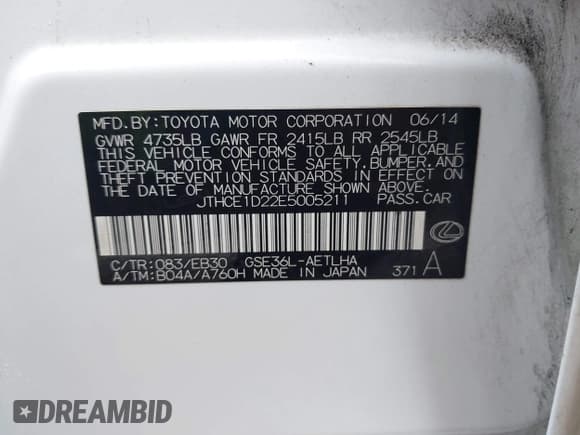 ✅ 2014 Lexus IS 350 • VIN: JTHCE1D22E5005211 • Lot: 43175737. Wystawiony na IAAI z przebiegiem 115 541 mil. Bezpłatny archiwum sprzedaży aukcyjnych z USA i szczegółowy raport historii pojazdu na DreamBid. Zdjęcie 9.