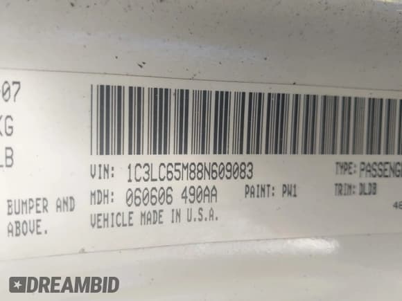 ✅ 2008 Chrysler Sebring Limited • VIN: 1C3LC65M88N609083 • Lot: 43541554. Wystawiony na IAAI z przebiegiem 107 190 mil. Bezpłatny archiwum sprzedaży aukcyjnych z USA i szczegółowy raport historii pojazdu na DreamBid. Zdjęcie 9.