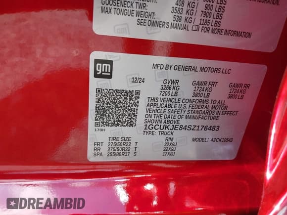 ✅ 2025 Chevrolet Silverado 1500 High Country • VIN: 1GCUKJE84SZ176483 • Lot: 42216600. Listed on IAAI with 2,186 mi. Free auction sales archive from the USA and detailed vehicle history report at DreamBid. Image 9.