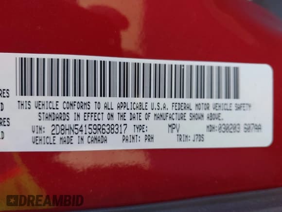 ✅ 2009 Dodge Grand Caravan SXT • VIN: 2D8HN54159R638317 • Lot: 43687800. Listed on IAAI with 222,934 mi. Free auction sales archive from the USA and detailed vehicle history report at DreamBid. Image 9.