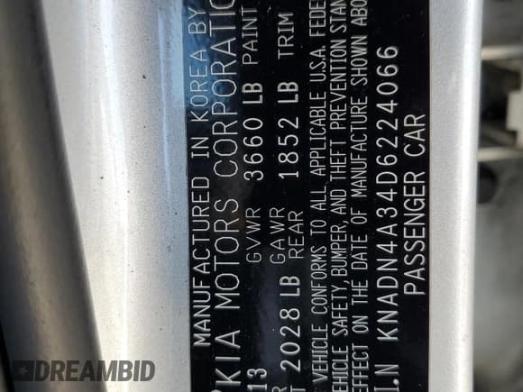 ✅ 2013 Kia Rio EX • VIN: KNADN4A34D6224066 • Lot: 91050375. Listed on Copart with 126,781 mi. Free auction sales archive from the USA and detailed vehicle history report at DreamBid. Image 12.