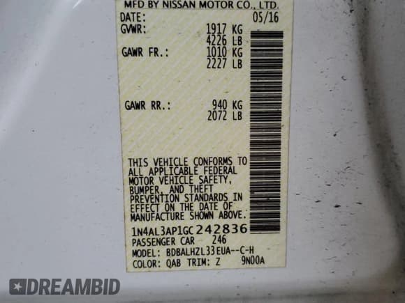 ✅ 2016 Nissan Altima SR • VIN: 1N4AL3AP1GC242836 • Лот: 92291345. Опубликован ранее на Copart с пробегом 168 503 миль. Бесплатный доступ к архиву аукционных продаж из США и подробный отчёт об истории автомобиля на DreamBid. Изображение 12.