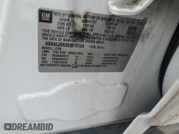 ✅ 2014 Chevrolet Captiva Sport LS • VIN: 3GNAL2EK3ES615134 • Lot: 45279295. Wystawiony na Copart z przebiegiem 155 669 mil. Bezpłatny archiwum sprzedaży aukcyjnych z USA i szczegółowy raport historii pojazdu na DreamBid. Zdjęcie 13.