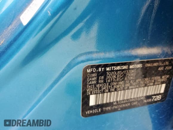 ✅ 2017 Mitsubishi Mirage SE • VIN: ML32A4HJ3HH013240 • Lot: 62386365. Wystawiony na Copart z przebiegiem 167 652 mil. Bezpłatny archiwum sprzedaży aukcyjnych z USA i szczegółowy raport historii pojazdu na DreamBid. Zdjęcie 12.