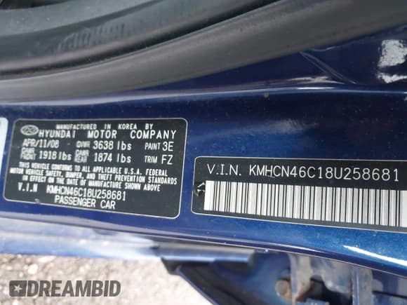 ✅ 2008 Hyundai Accent GLS • VIN: KMHCN46C18U258681 • Лот: 41849018. Опубликован ранее на IAAI с пробегом 73 398 миль. Бесплатный доступ к архиву аукционных продаж из США и подробный отчёт об истории автомобиля на DreamBid. Изображение 9.