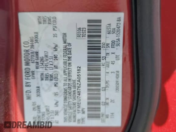 ✅ 2006 Ford Explorer Eddie Bauer • VIN: 1FMEU74876ZA05182 • Lot: 68308005. Wystawiony na Copart z przebiegiem 211 072 mil. Bezpłatny archiwum sprzedaży aukcyjnych z USA i szczegółowy raport historii pojazdu na DreamBid. Zdjęcie 13.