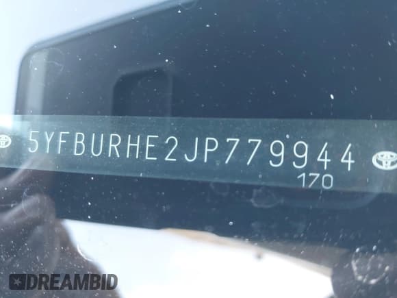 ✅ 2018 Toyota Corolla L • VIN: 5YFBURHE2JP779944 • Lot: 41784600. Listed on IAAI with 109,379 mi. Free auction sales archive from the USA and detailed vehicle history report at DreamBid. Image 9.