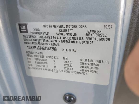 ✅ 2008 GMC Acadia SLE1 • VIN: 1GKER13748J161200 • Lot: 42740800. Listed on IAAI with 135,828 mi. Free auction sales archive from the USA and detailed vehicle history report at DreamBid. Image 9.