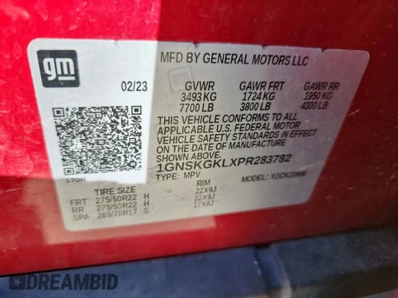 ✅ 2023 Chevrolet Suburban High Country • VIN: 1GNSKGKLXPR283782 • Lot: 71416185. Wystawiony na Copart z przebiegiem 119 374 mil. Bezpłatny archiwum sprzedaży aukcyjnych z USA i szczegółowy raport historii pojazdu na DreamBid. Zdjęcie 14.